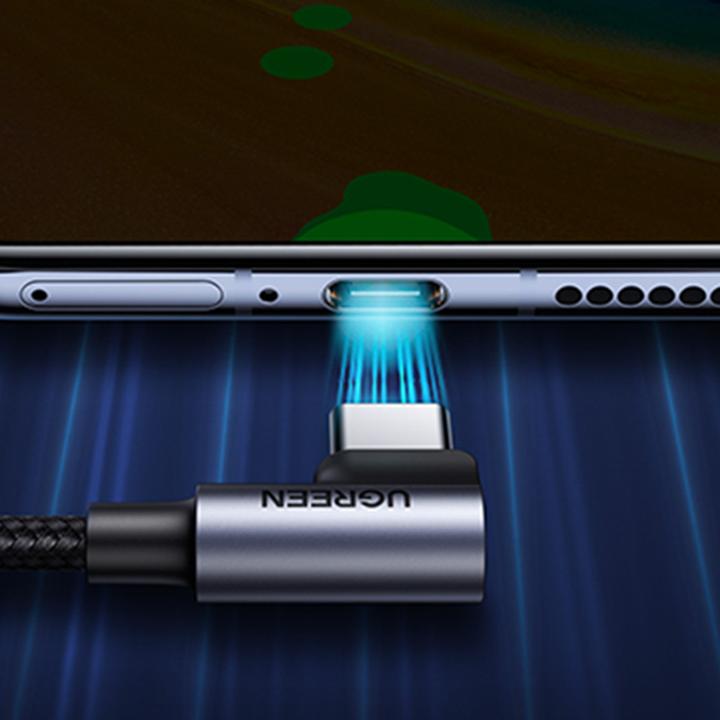 Actual product image Ugreen USB-C to USB-A 2.0 Angled Cable US176, 3A, 3m (Black) (3 m, USB 2.0)