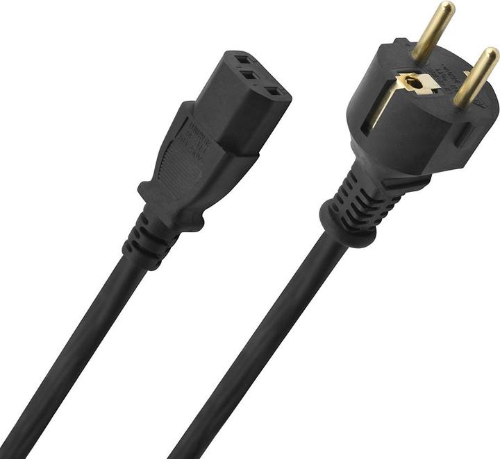 Actual product image Oehlbach Powercord C13/300 - 3m Mains Cable Schuko > IEC Connector Black (3 m)