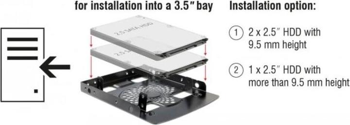 Actual product image Delock HDD installation kit, 2x 2.5" HDD in 3.5"