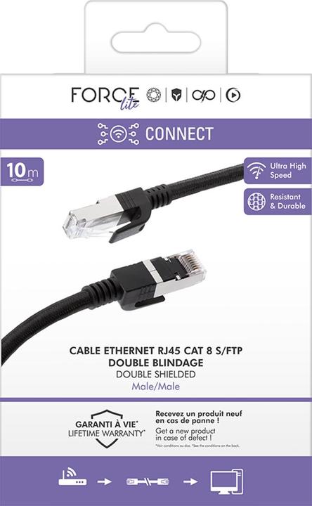 Image du produit Force Power Ethernet Kabel RJ45 Geflochten S/FTP 10m (CAT8.1, 10 m)