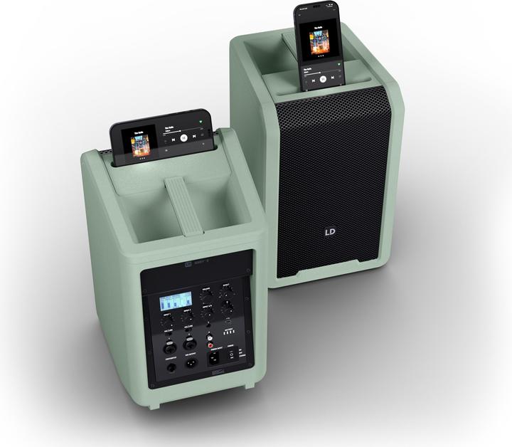 LD Systems ANNY® 8 GN - Enceinte portable Bluetooth® PA avec batterie et mixeur, Adventure Green (Actif, 1x 80 W)
