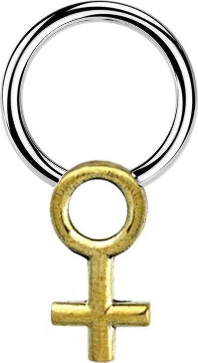 Star Piercing Closure Ring silber Gendersymbol Frau vergoldet (Chirurgenstahl 316L/Messing)