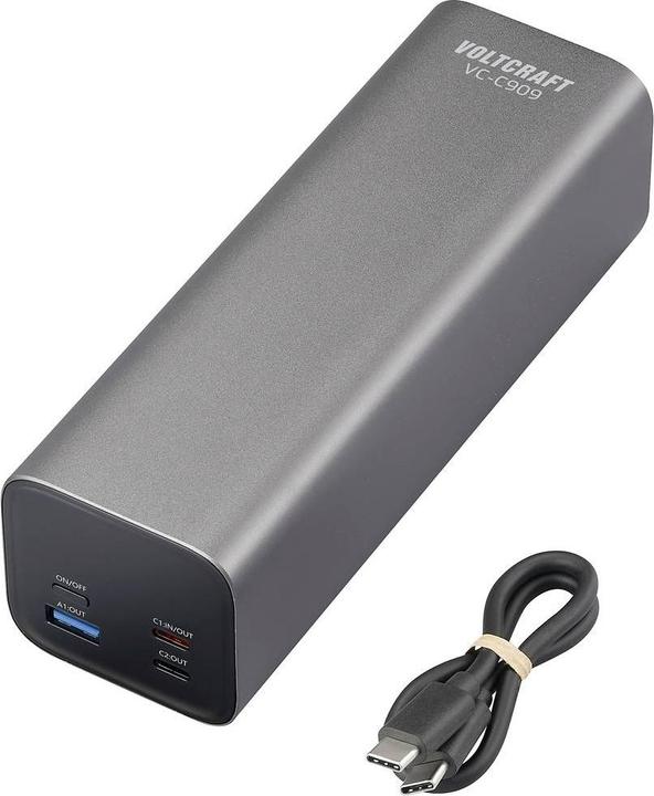 Actual product image Voltcraft VC-C909 Powerbank 27000 mAh Power Delivery 3.0 Li-Ion Black-Silver (27000 mAh)