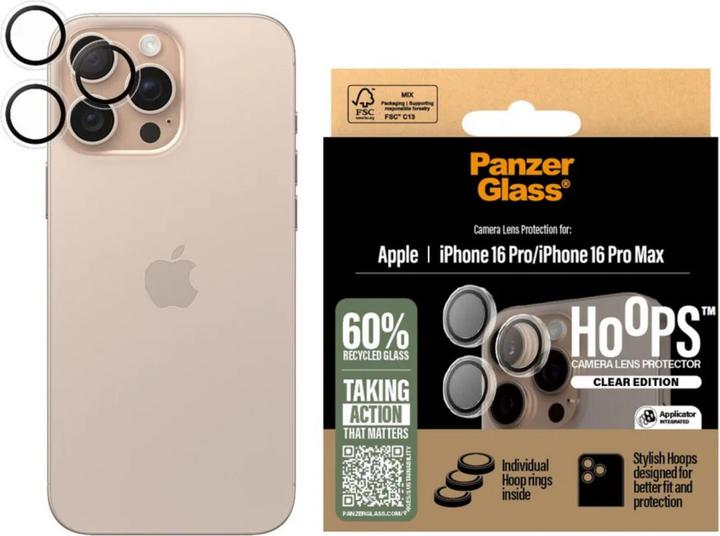Image du produit PanzerGlass Hoops Protecteur de lentille transparent pour iPhone '24 6.3" Pro/ 6.9" Pro (1 pièce(s), Apple iPhone 16 Pro)