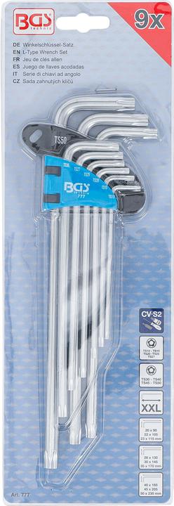 Actual product image BGS L-Type Wrench Set | extra long | T-Star (for Torx Plus) TS10 - TS50 | 9 pcs. (T-section)