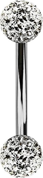 Actual product image Star Piercing Banane silber mit zwei Kristallkugeln silber Epoxy Schutzschicht (without brass, Titanium G23)