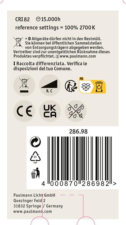 Image du produit Paulmann Lampe à usage général (E27, 7.50 W, 806 lm, 1 x, F)