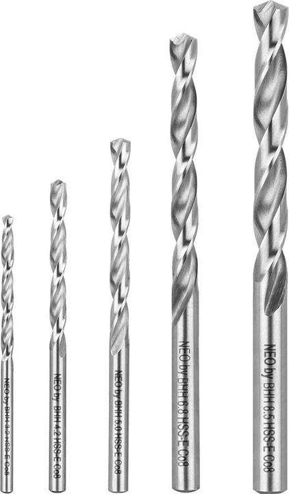 Image du produit Neo Tools HSS drill bit for metal, cylindrical 3.2 mm 8.5 mm 5.0 mm 6.8 mm 4.2 mm mm 5pcs. (08-955) (3,2 mm, 6,8 mm, 8,5 mm, 5.0 mm, 4,2 mm)