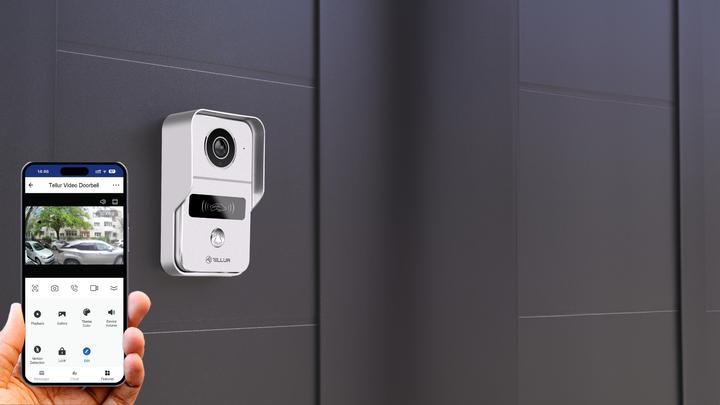 Immagine prodotto Tellur Campanello video WiFi intelligente 1080P, funzione di sblocco, suoneria per interni, grigio (Cablato)