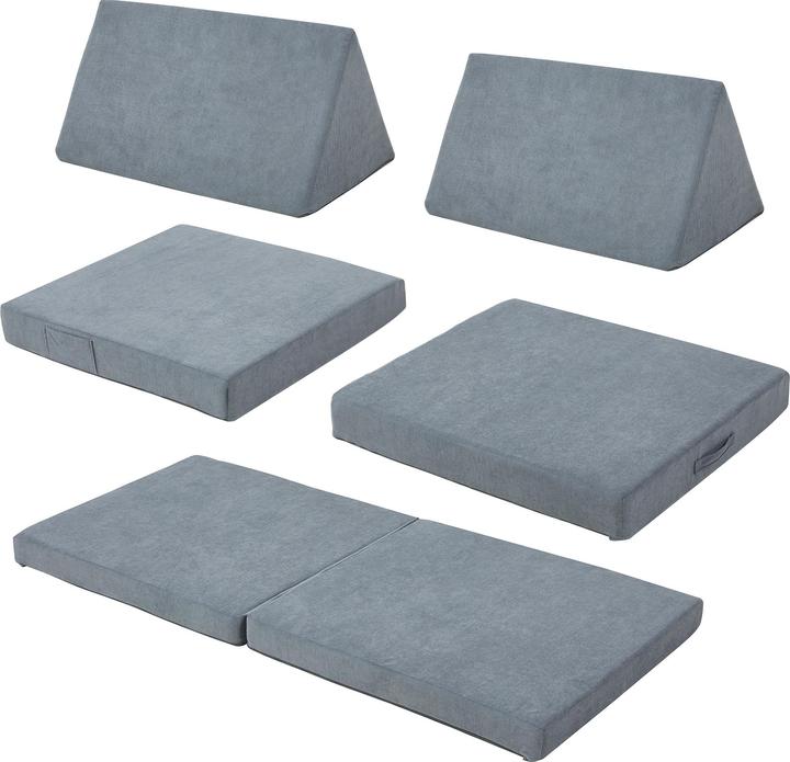 En.Casa Spielsofa Norhulta 5-tlg. 150x66x46 cm Cord Grau (Kindersofa)