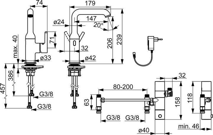 Actual product image Hansa HANSAVANTIS Style basin mixer, Without drain set, 147 mm projection, 54652209