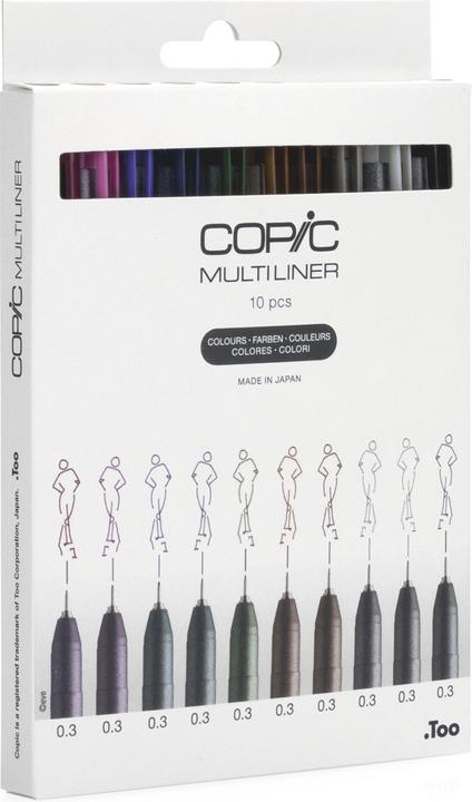 Actual product image Copic Multiliner colour set, 0.3mm, 10 pieces (Olive, Lavender, Sepia, Black, Warm grey, Cool Gray, Pink, Brown, Wine, Cobalt, 10 x)