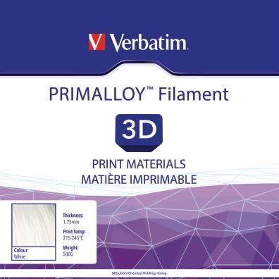 Produktbild Verbatim Primalloy Filament White 55500 1.75mm (Primalloy, 1.75 mm, 500 g, Weiss)