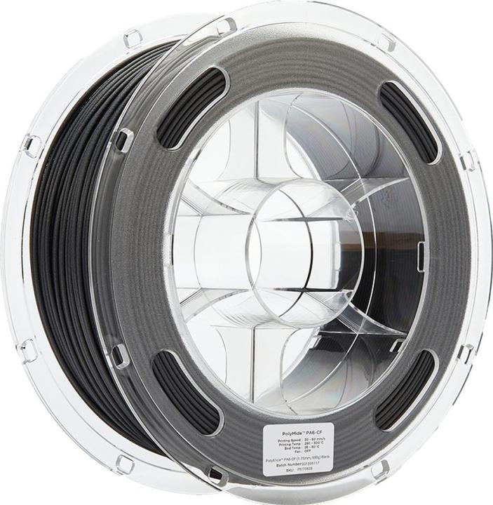 Image du produit Polymaker PolyMide PA6-CF V2 - Noir - 1.75mm - 500g (Nylon, 1.75 mm, 500 g, Noir)