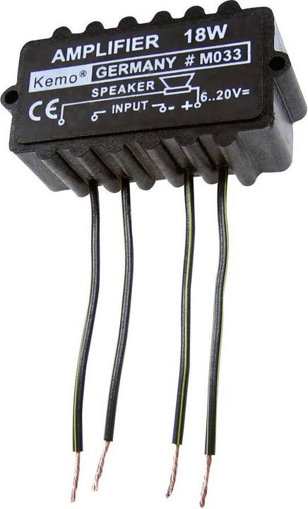 Produktbild Kemo M033N Amplificatore mono Componente sfuso 9 V/DC, 12 V/DC, 18 V/DC, 20 V/DC 18 W (Kopfhörerverstärker)