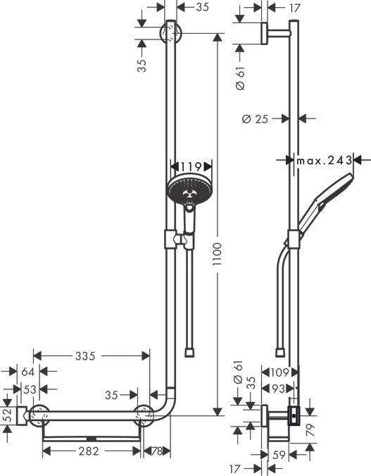 Actual product image hansgrohe HG shower set RAINDANCE SELECT S 120 Unica COM Br.set 110cm R EcoSm 9 l/m chr