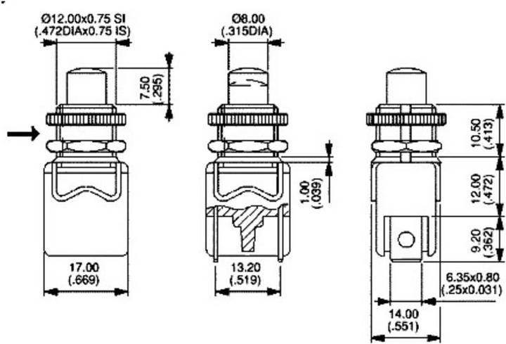 Produktbild APEM 1213A2 Drucktaster 250 V/AC 4 A 1 x Aus/(Ein) tastend 1 St.