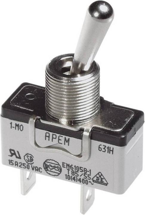 Actual product image APEM 637NH/2 Toggle switch 250 V/AC 10 A 1 x (on)/off/(on) pushbutton/0/pushbutton 1
