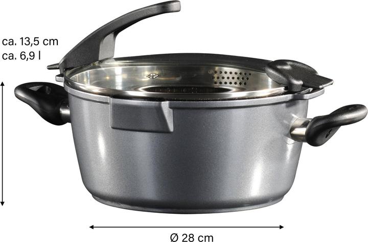 Actual product image Stoneline FUTURE Kochtopf 28 cm, mit Siebglasdeckel (28 cm, Pot, Cast aluminium)