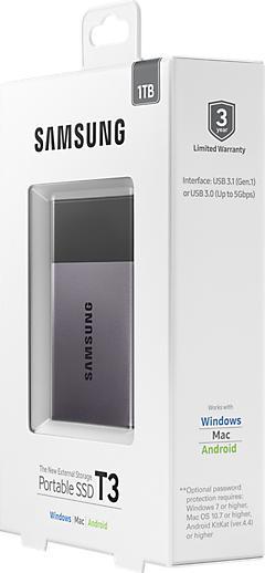Actual product image Samsung Portable SSD T3 (1000 GB)