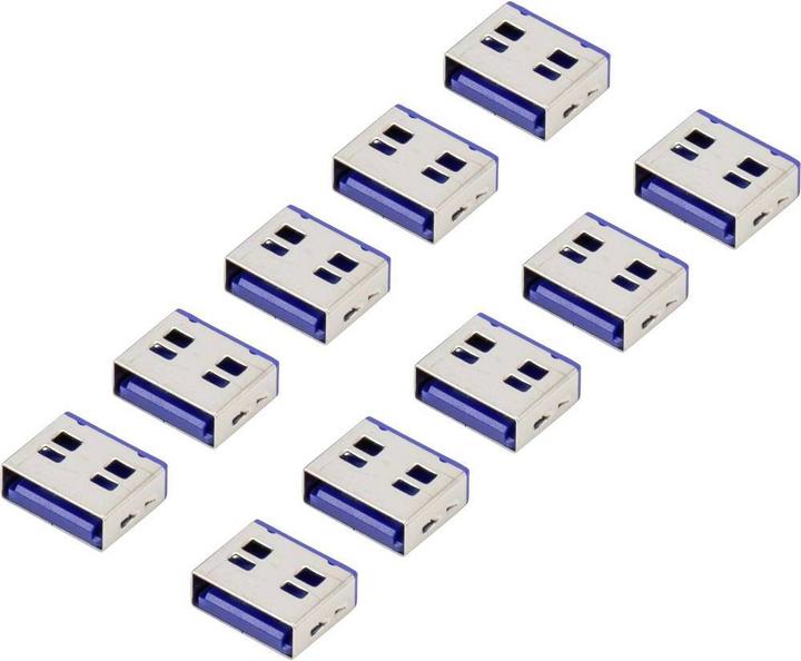 Actual product image Renkforce USB Port Lock RF-4695230 Set of 10 Silver-Blue RF-4695230