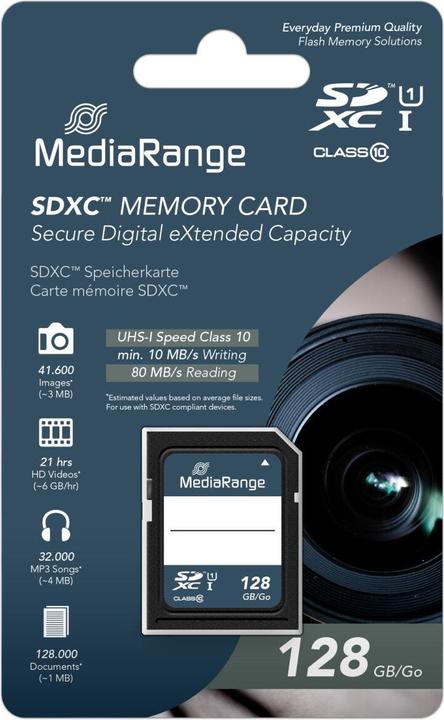 Produktbild MediaRange SD Card SDXC CL.10 UHS-1 (128 GB, SDXC, U1, UHS-I)