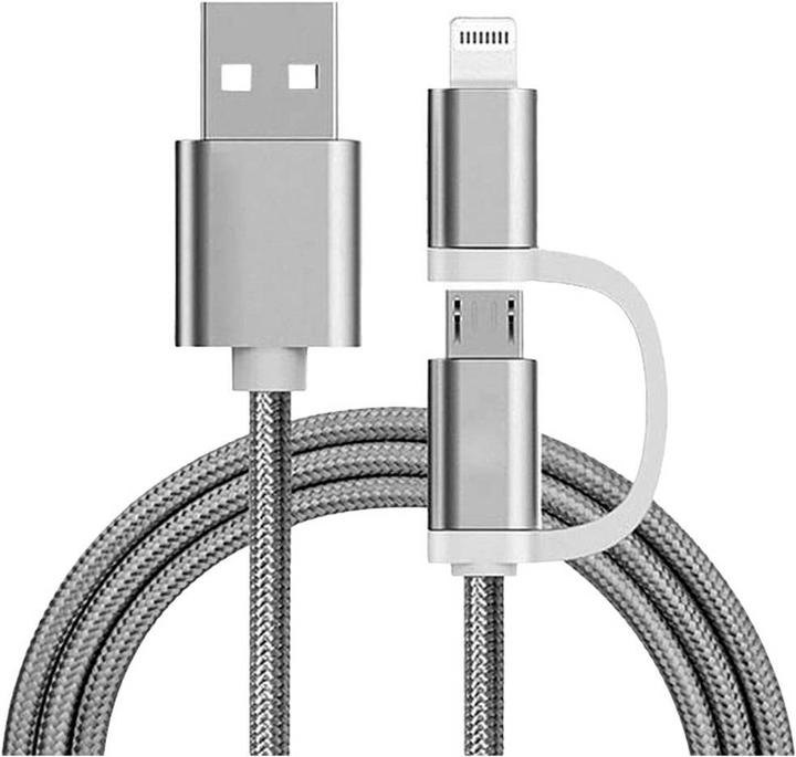 Produktbild Reekin 2 in 1 Ladekabel (USB Micro & Lightning) - 1.0 Meter ( -Nylon) (1 m, USB 2.0)