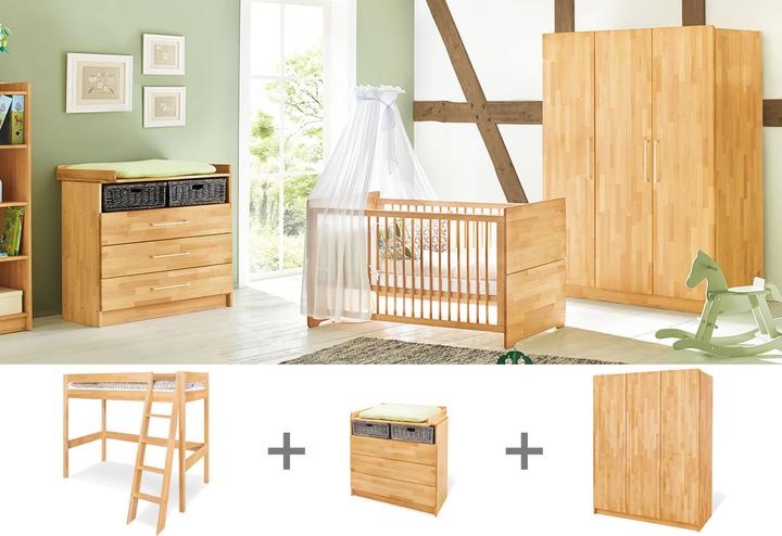Produktbild Pinolino Jugendzimmer „Natura” breit gross mit Hochbett, 3-tlg. (Kinderkleiderschrank)