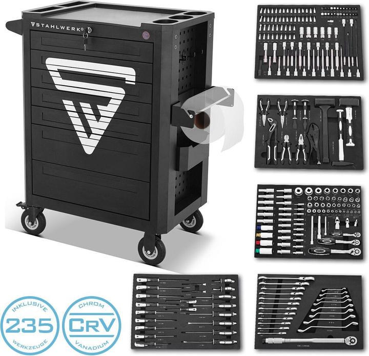 Actual product image Stahlwerk SHARK workshop trolley Tool trolley Assembly trolley 235 tools CrV (160 x)