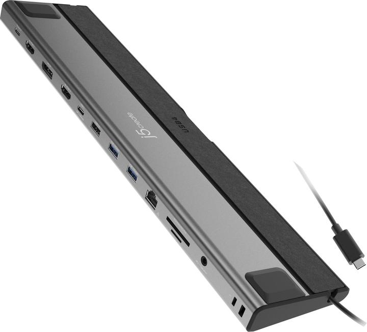 j5Create JCD554 USB4® Triple 4K Display Docking Station, Black, Wired, USB4, 85 W, 10,100,1000 Mbit/ (USB-C, 4 Ports)