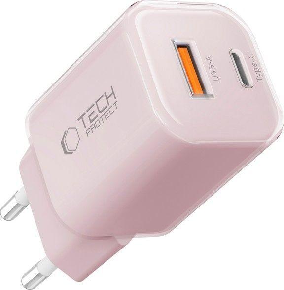 Actual product image Tech-Protect NCM33W 2-port PD33W/QC3.0 wall charger - pink (33 W)