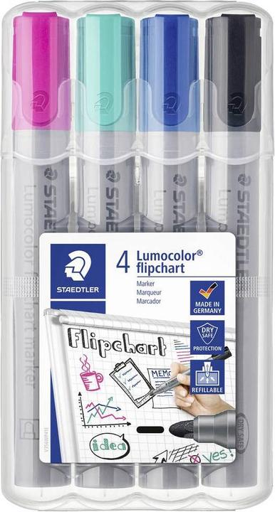 Actual product image Staedtler Lumocolor flipchart marker 356 Flipchart marker with round tips (Black, Pink, Turquoise, Blue, 2 mm, 4 x)
