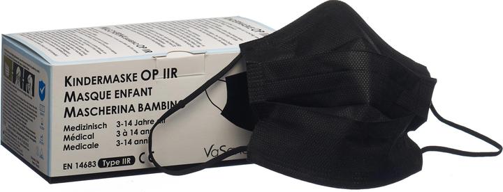Produktbild VaSano Einweg-Mundschutz Typ IIR schwarz für Kinder (50 Stk) (Typ IIR, 50 x)
