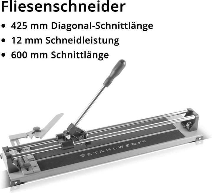 Produktbild Stahlwerk Fliesenschneider 600mm Schnittlänge, 425mm Diagonal