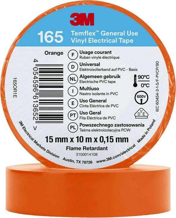 Produktbild 3M Temflex Vinyl-Isolierband 165, 15 mm x 10 m (15 mm)