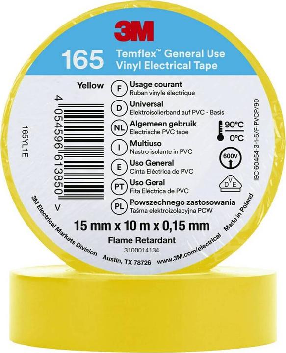 Produktbild 3M Temflex Vinyl-Isolierband 165, 15 mm x 10 m (15 mm)