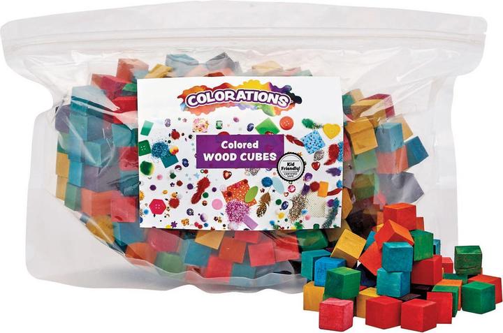 Actual product image Colorations Colourings - Coloured wooden cube blocks, 196st.