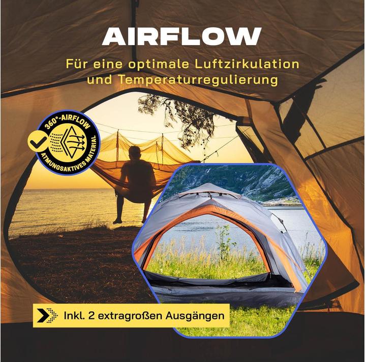 Produktbild Where Tomorrow Pop-Up-Zelt Drei Personen - Grau, Anzahl Personen: 3 (3.50 kg, 3 Personen)