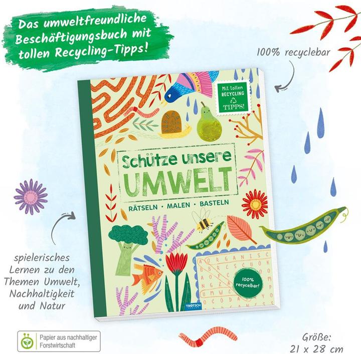 Produktbild Beschäftigungsbuch Schütze unsere Umwelt Rätseln Malen Basteln Natur