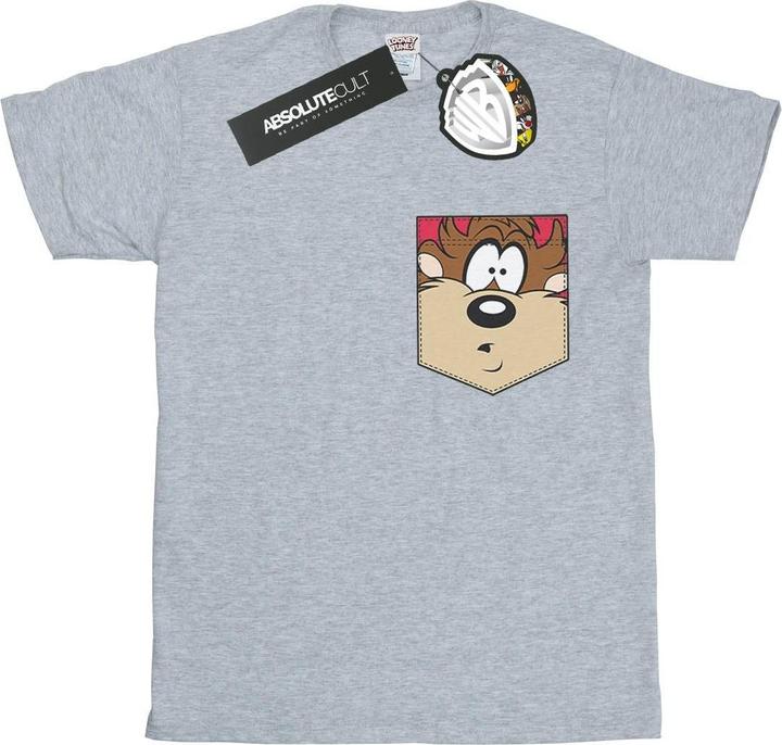 Looney Tunes Tasmanian Devil Face Faux Pocket TShirt Jungen