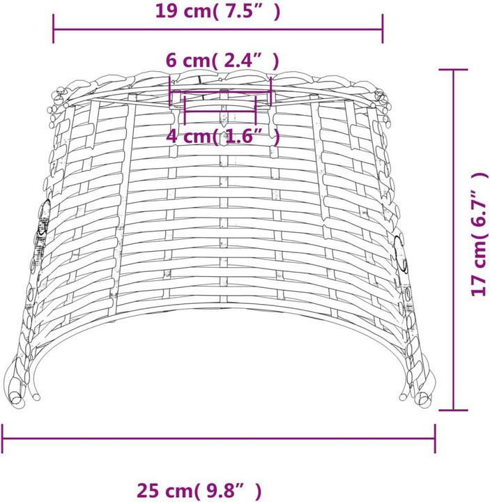 Actual product image VidaXL Lampenschirm Braun Ø25x17 cm Korbweide, Farbe: Braun