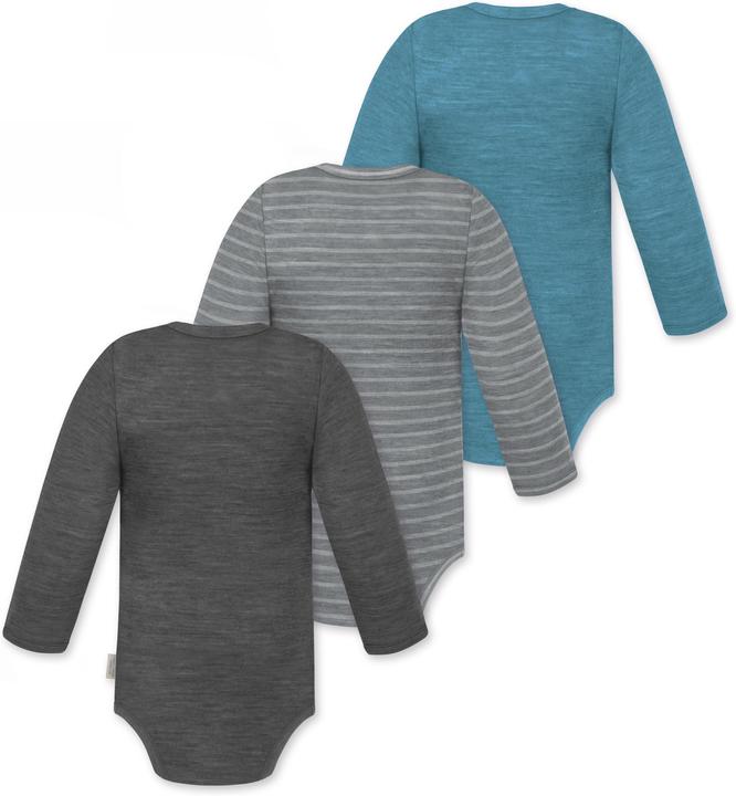 Actual product image Normani 3-pack baby merino long-sleeved body "Tuai" - 9403 (92)