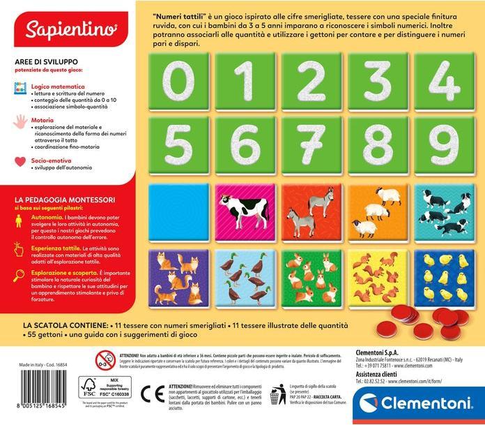 Image du produit Clementoni Sapientino Tattili - Jeu 3 ans, flashcards Montessori, flashcards pour apprendre à connaître (Italien)