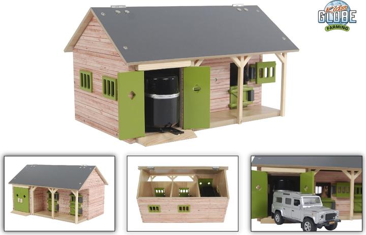 Immagine prodotto Kids Globe Farming Stalla per cavalli con 2 box e magazzino 1:32