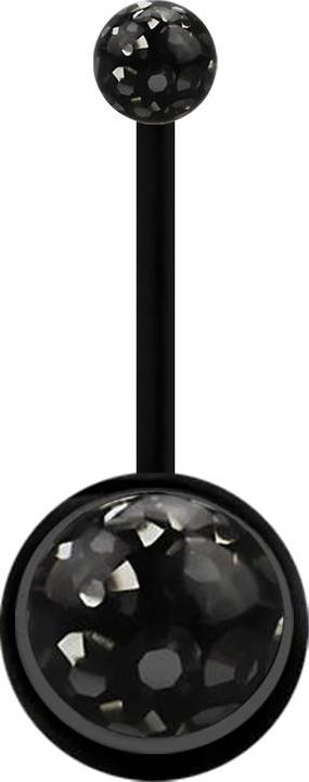 Image du produit Star Piercing Banane schwarz mit zwei Kristallkugeln schwarz Epoxy Schutzschicht (sans laiton, Bioflex)