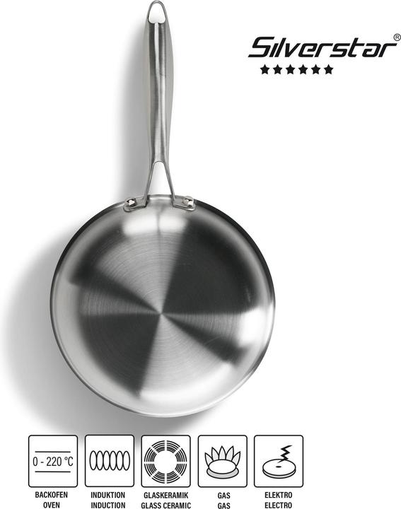 Produktbild Silverstar Edelstahlpfanne 24 cm mit Antihaftbeschichtung für Induktion und Backofen (Pfannenset + Topfset, Edelstahl)