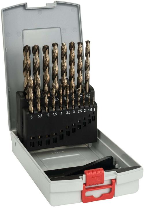 Bosch Professional Zubehör PRO Stainless Steel HSS-Co Spiralbohrer-Set, 25-tlg. (1 mm, 1.5 mm, 2 mm, 2.5 mm, 3 mm, 3.5 mm, 4 mm, 4.5 mm, 5 mm, 5.5 mm, 6 mm, 6.5 mm, 7 mm, 7.5 mm, 8 mm, 8.5 mm, 9 mm, 9.5 mm, 10 mm, 10.5 mm, 11 mm, 11.5 mm, 12 mm, 12.5 mm, 13 mm)
