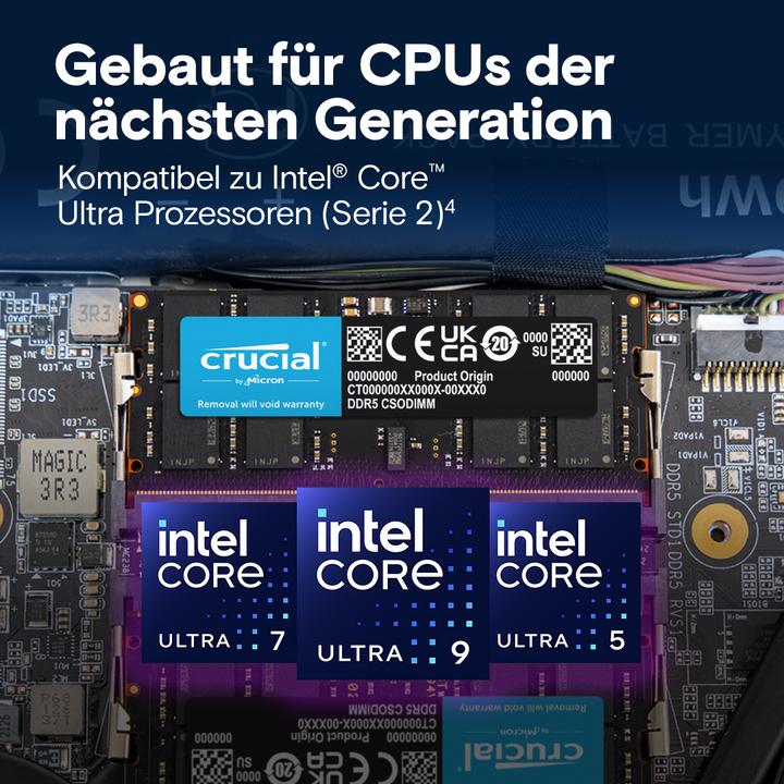 Produktbild Crucial DDR5-6400 Kit 48GB 2x24GB CSODIMM CL52 (2 x 24GB, 3200 MHz, DDR5-RAM, SO-DIMM)