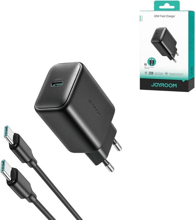 Immagine prodotto Joyroom Caricatore USB-C singolo da 25W con cavo da C a C da 60W, 1m - Nero (25 W)