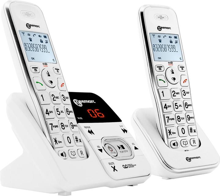 Actual product image Geemarc AMPLIDECT 295-2 Cordless telephone for seniors Answering machine Illuminated display White
